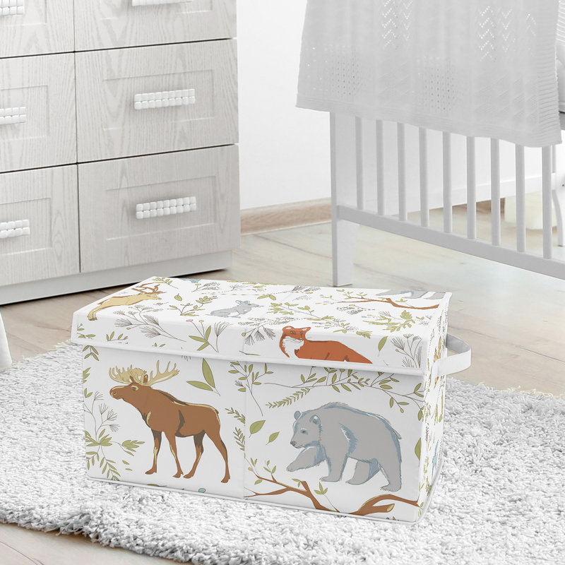 Sweet Jojo Designs Woodland Animal Toile Storage Fabric Toy Box By
